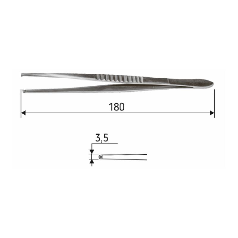 Пінцет хірургічний 1:2 зубий, 18 см, J-16-068